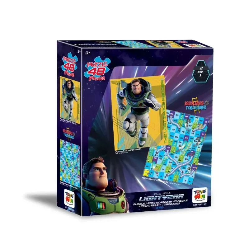 Puzzle 48 piezas + Juego Escaleras y Toboganes Buzz Lightyear (2 juegos en 1) — juego de mesa